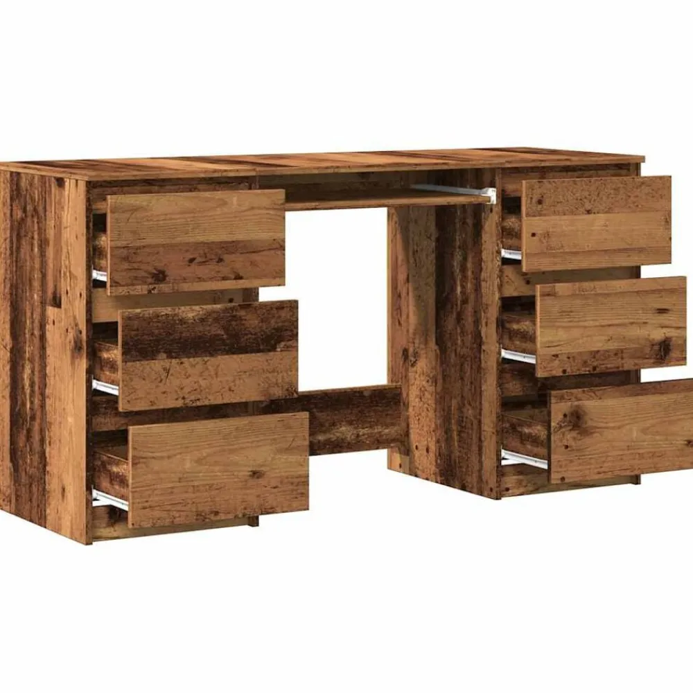 vidaXL Mobiliario De Oficina-Escritorio madera de ingeniería envejecida 140x50x77 cm