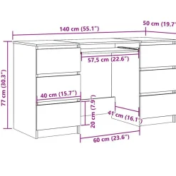 vidaXL Mobiliario De Oficina-Escritorio madera de ingeniería envejecida 140x50x77 cm