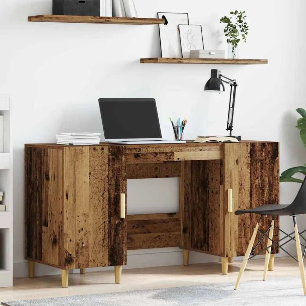 vidaXL Escritorio 140 x 50 x 75 cm Madera contrachapada Madera vieja Clearance