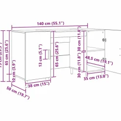 vidaXL Escritorio 140 x 50 x 75 cm Madera contrachapada Madera vieja Clearance