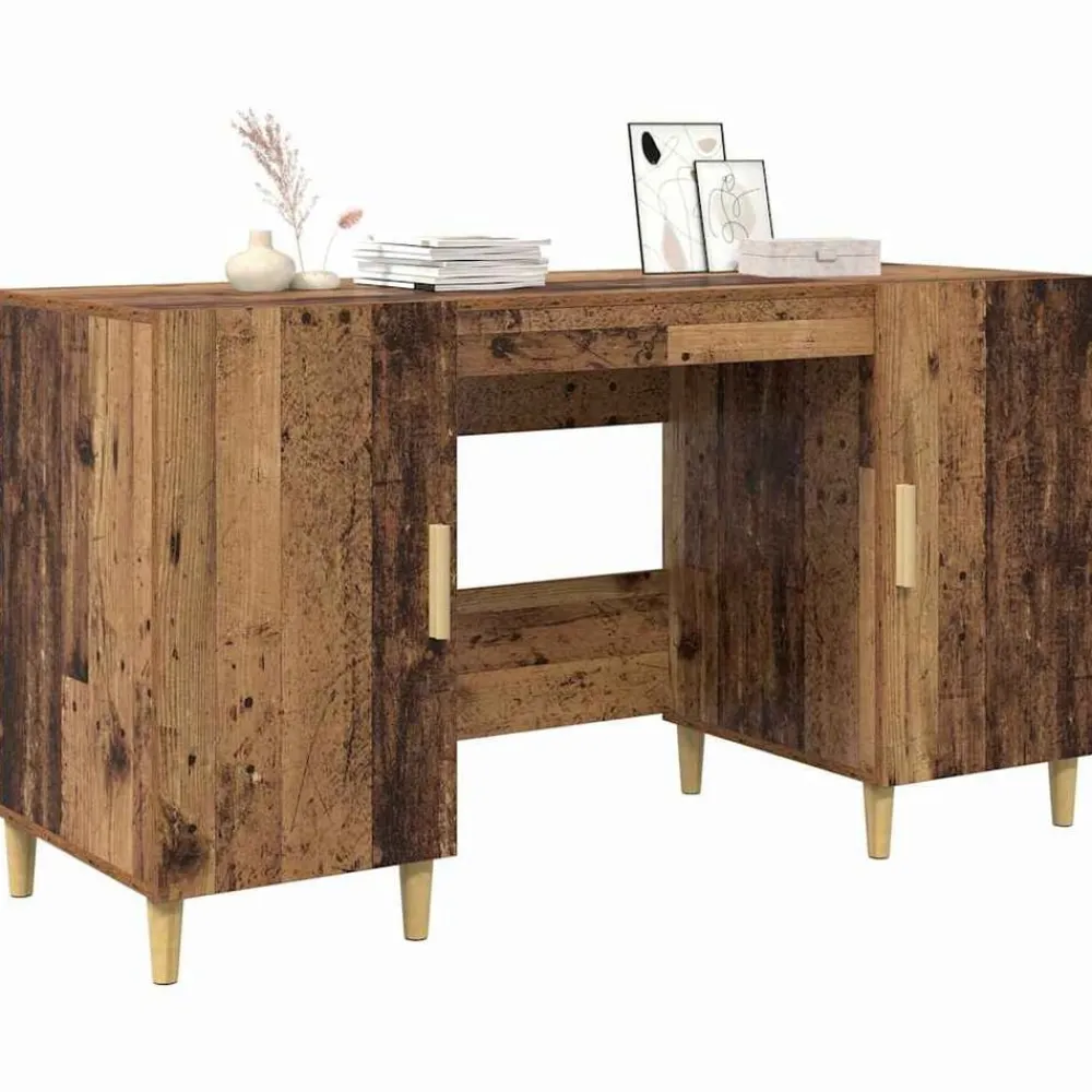 vidaXL Escritorio 140 x 50 x 75 cm Madera contrachapada Madera vieja Clearance