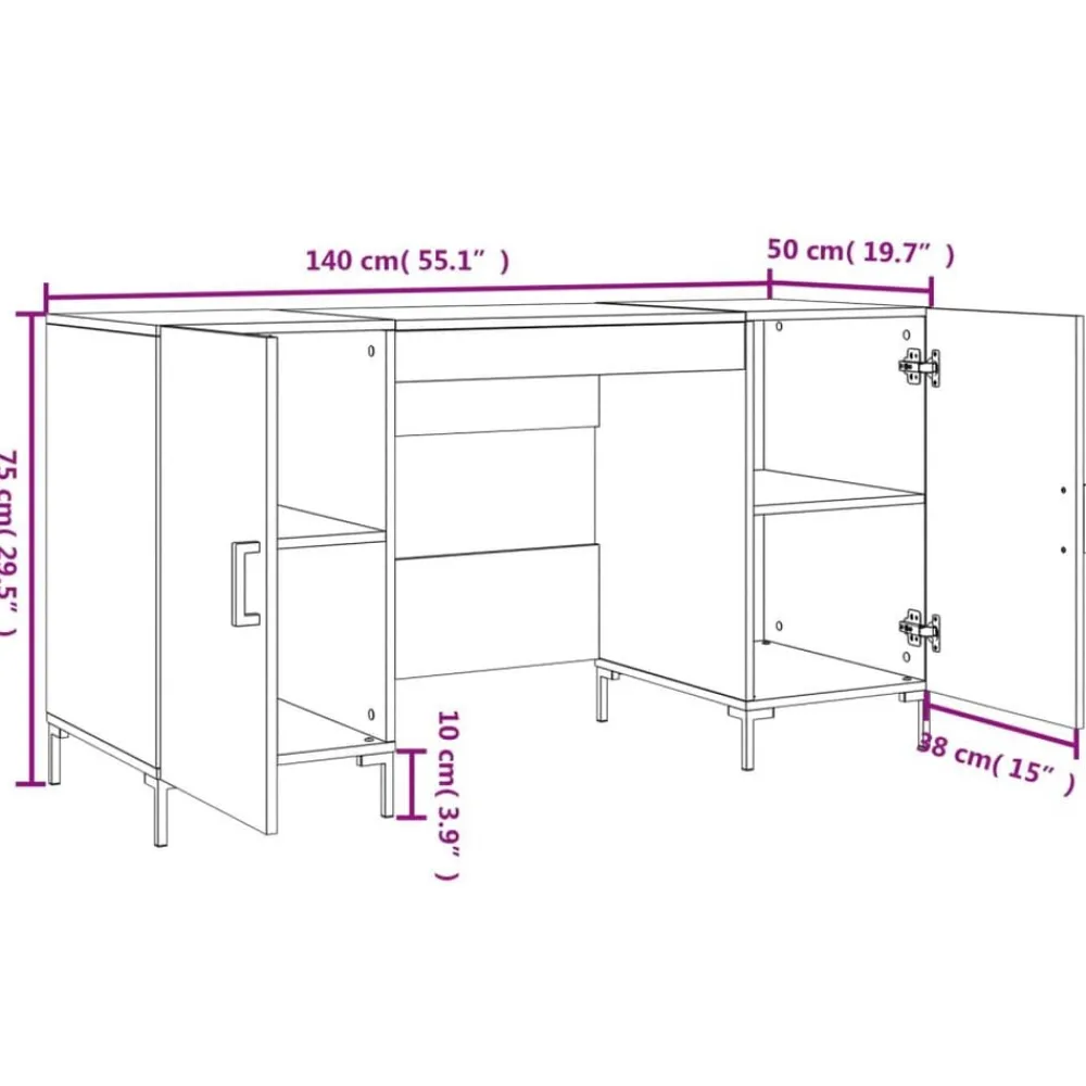 vidaXL Mobiliario De Oficina-Escritorio madera de ingeniería 140x50x75 cm