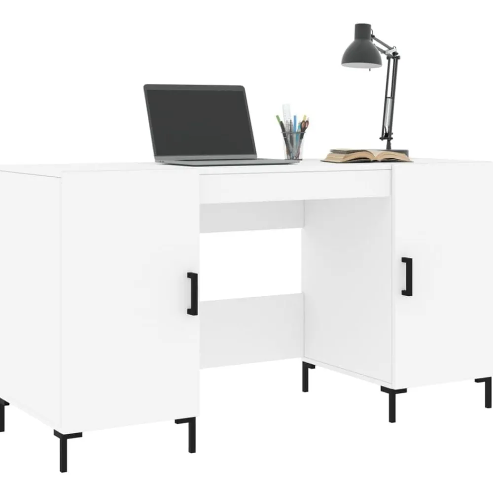 vidaXL Escritorio madera de ingeniería 140x50x75 cm Blanco Sale