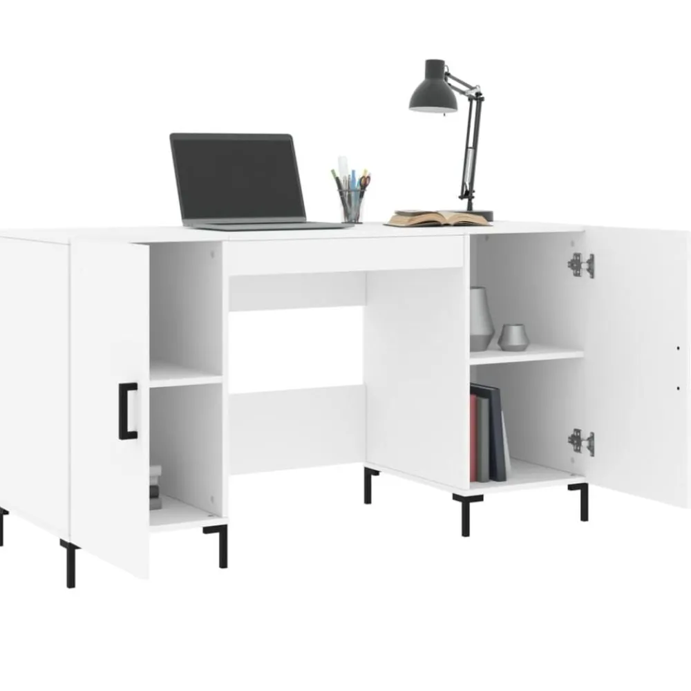 vidaXL Escritorio madera de ingeniería 140x50x75 cm Blanco Sale
