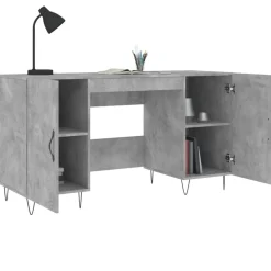 vidaXL Mobiliario De Oficina-Escritorio madera de ingeniería gris hormigón 140x50x75 cm