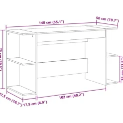 vidaXL Mobiliario De Oficina-Escritorio madera de ingeniería 140x50x75 cm