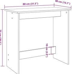 vidaXL Escritorio madera contrachapada color 80x40x75 cm Roble Sonoma Discount