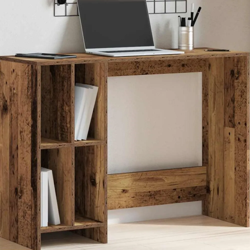 vidaXL Escritorio madera ingeniería madera envejecida 102,5x35x75 cm Madera antigua Discount