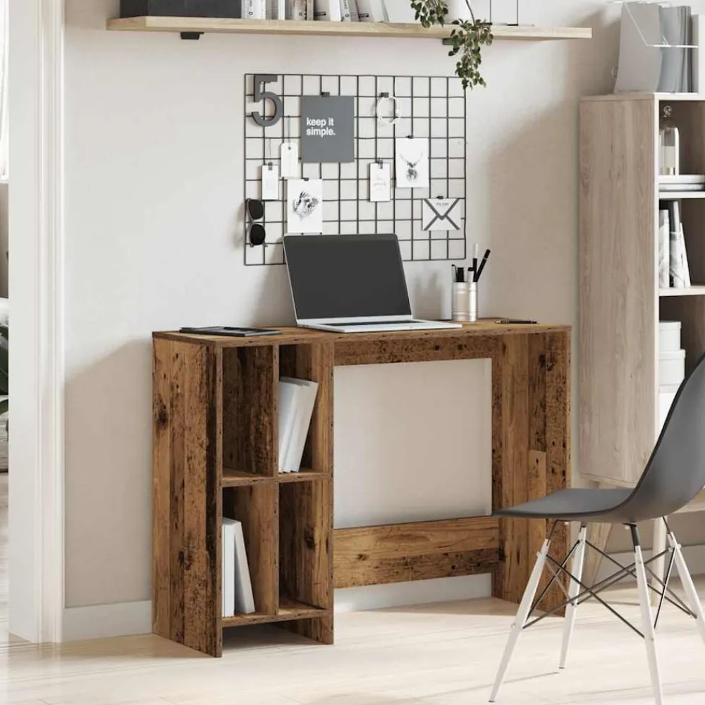vidaXL Escritorio madera ingeniería madera envejecida 102,5x35x75 cm Madera antigua Discount