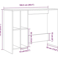 vidaXL Escritorio madera ingeniería madera envejecida 102,5x35x75 cm Madera antigua Discount