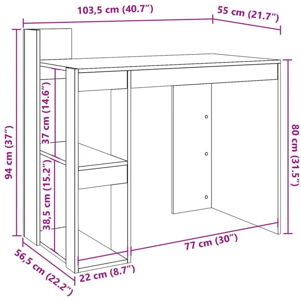 vidaXL Escritorio madera de ingeniería marrón roble 103,5x56,5x94 cm Marrón roble Hot