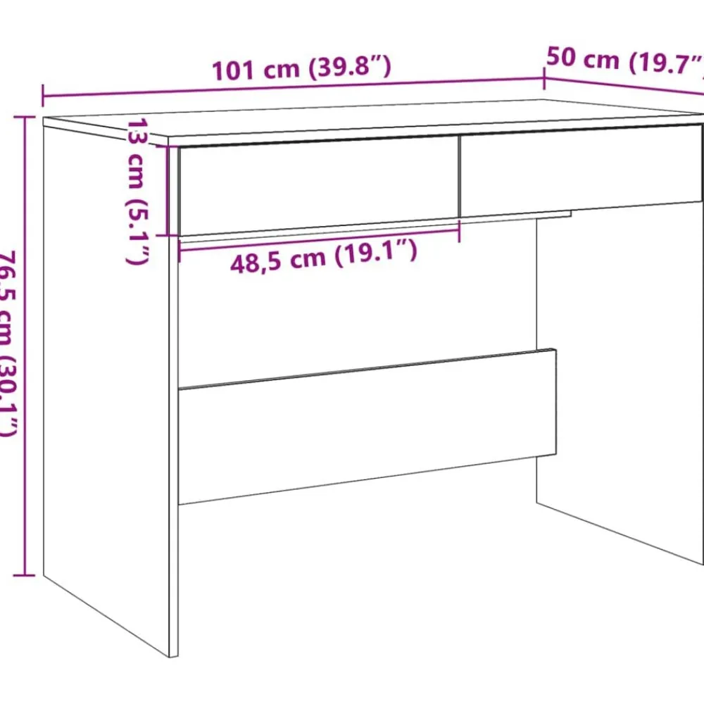 vidaXL Escritorio madera ingeniería madera envejecida 101x50x76,5 cm Madera antigua Hot