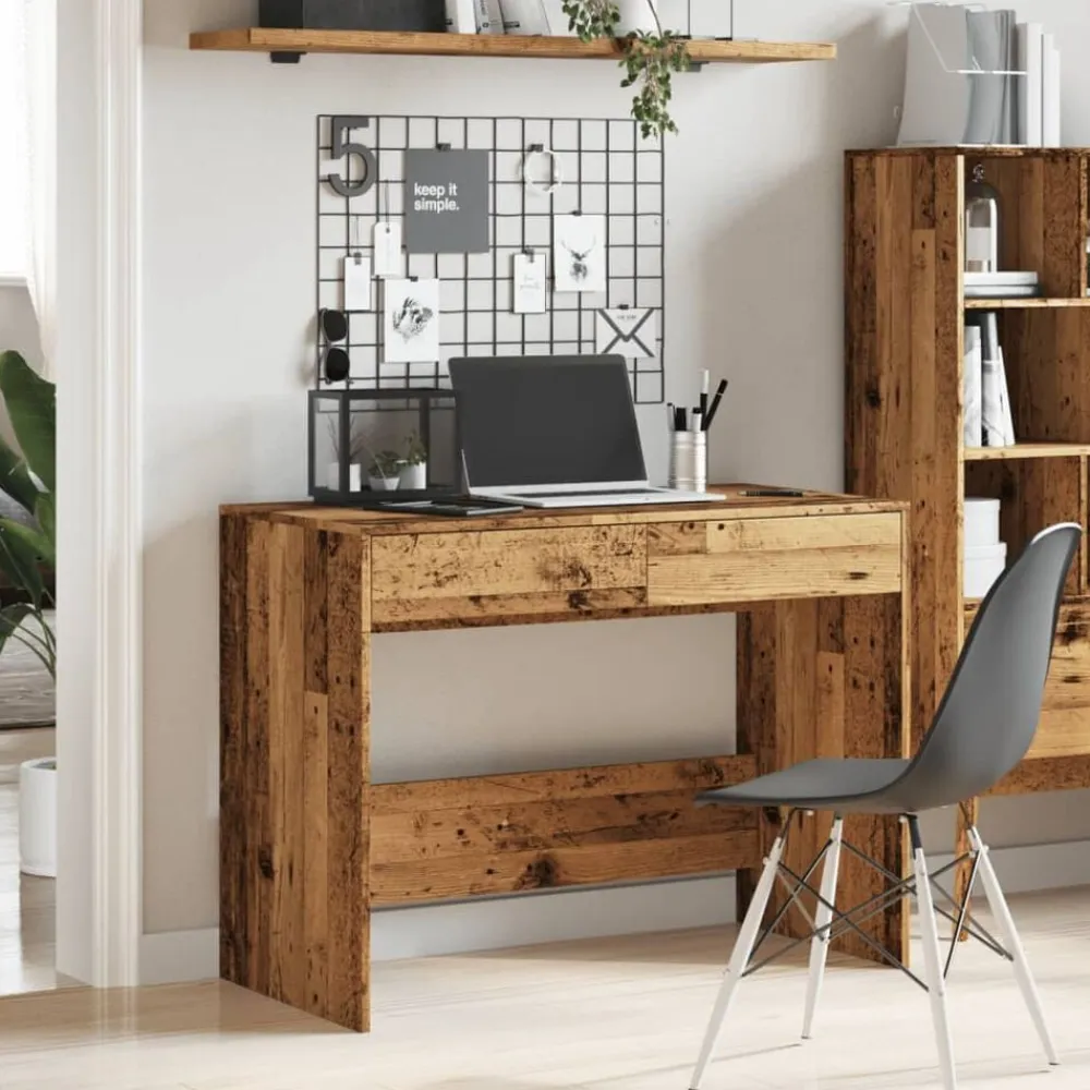 vidaXL Escritorio madera ingeniería madera envejecida 101x50x76,5 cm Madera antigua Hot