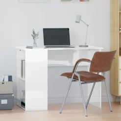 vidaXL Escritorio madera contrachapada 100x55x75 cm Blanco brillante
