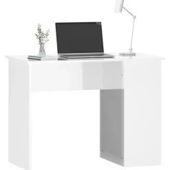 vidaXL Escritorio madera contrachapada 100x55x75 cm Blanco brillante