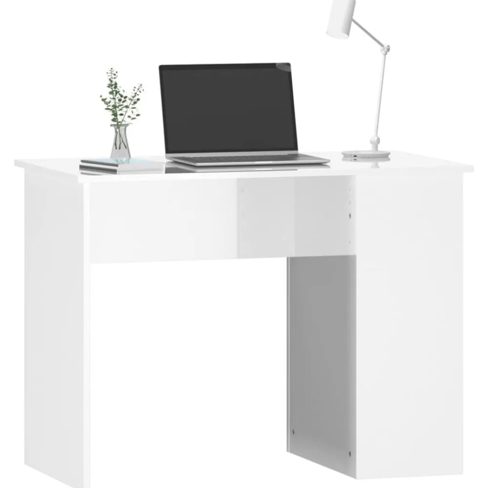 vidaXL Escritorio madera contrachapada 100x55x75 cm Blanco brillante