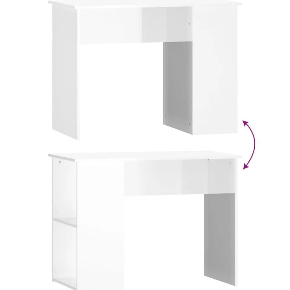 vidaXL Escritorio madera contrachapada 100x55x75 cm Blanco brillante