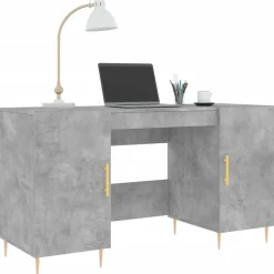 vidaXL Mobiliario De Oficina-Escritorio madera de ingeniería gris hormigón 140x50x75 cm