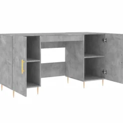 vidaXL Mobiliario De Oficina-Escritorio madera de ingeniería gris hormigón 140x50x75 cm