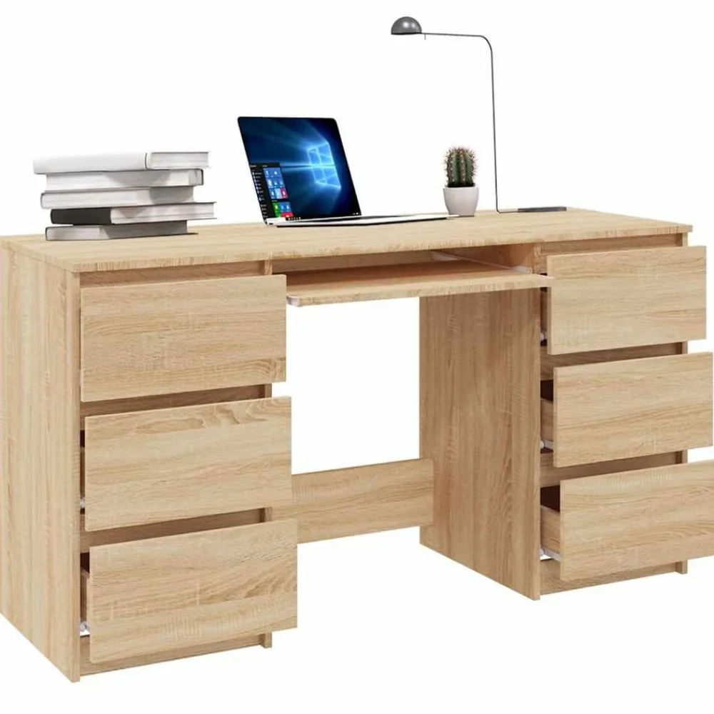 vidaXL Mobiliario De Oficina-Escritorio madera contrachapada color 140x50x77 cm