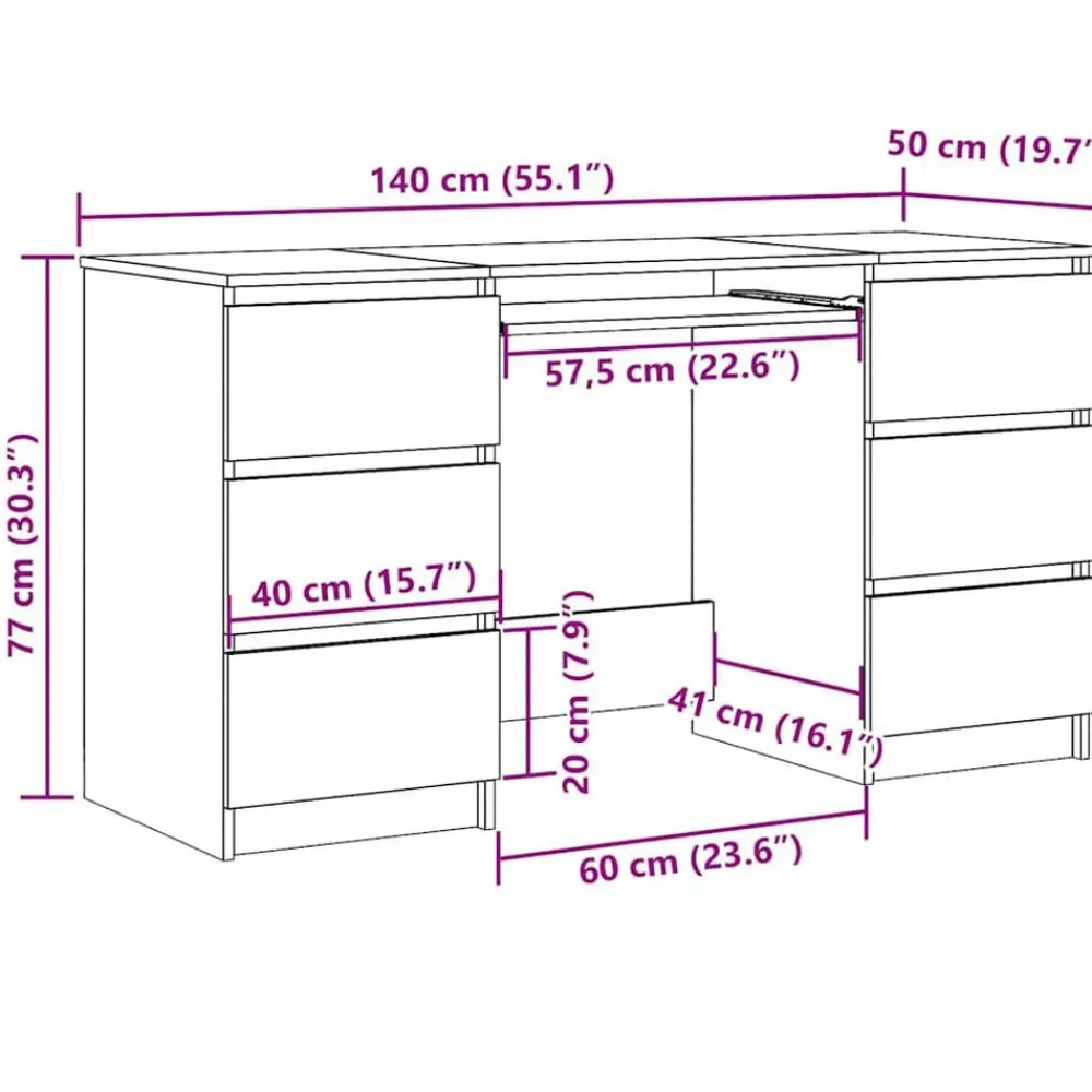 vidaXL Mobiliario De Oficina-Escritorio madera contrachapada color 140x50x77 cm