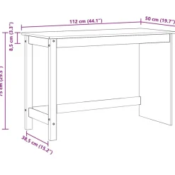 vidaXL Mobiliario De Oficina-Escritorio Marrón miel 112 x 50 x 75 cm Madera de Pino Macizo