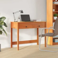 vidaXL Escritorio Max Brown 100 x 50 x 78 cm Madera de pino macizo Marr&oacute;n cera New