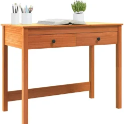 vidaXL Escritorio Max Brown 100 x 50 x 78 cm Madera de pino macizo Marr&oacute;n cera New
