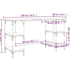 vidaXL Mobiliario De Oficina-Escritorio metal madera ingeniería 140x50x75 cm