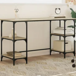 vidaXL Mobiliario De Oficina-Escritorio metal madera de ingeniería 140x50x75 cm