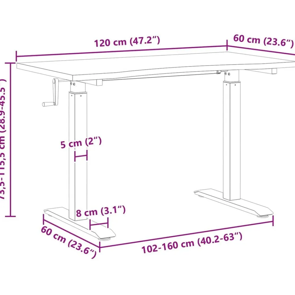 vidaXL Mobiliario De Oficina-Escritorio 120 x 60 cm Madera de Roble Sólido