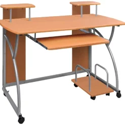 vidaXL Escritorio ordenador madera contrachapada marrón 110x52x88,5 cm Marrón Sale