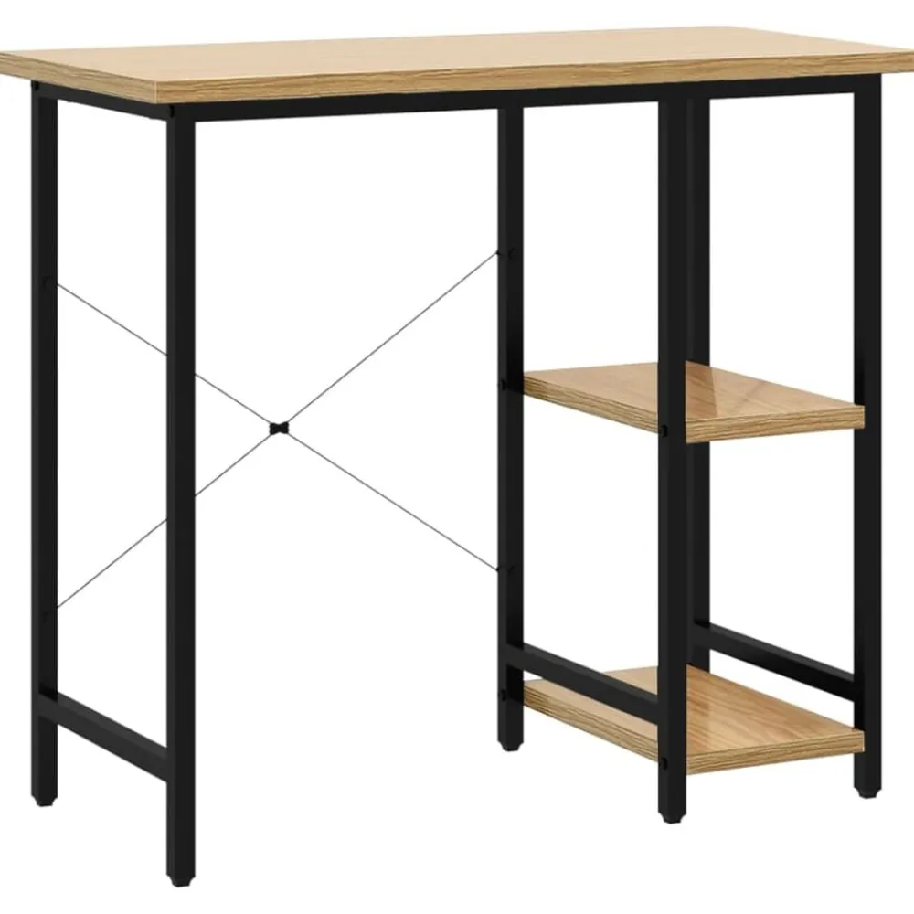 vidaXL Mobiliario De Oficina-Escritorio para ordenador MDF metal negro roble 80x40x72 cm