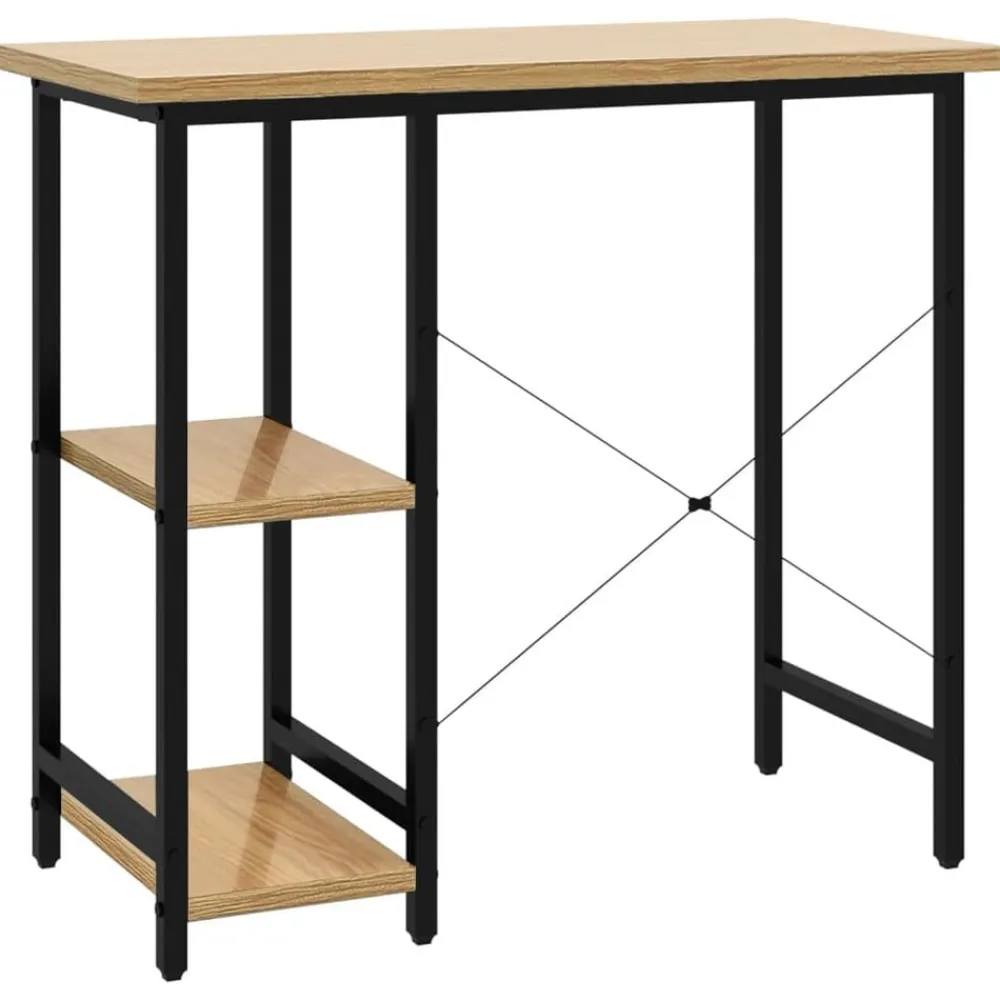 vidaXL Mobiliario De Oficina-Escritorio para ordenador MDF metal negro roble 80x40x72 cm