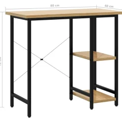vidaXL Mobiliario De Oficina-Escritorio para ordenador MDF metal negro roble 80x40x72 cm
