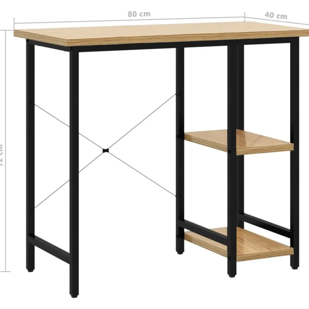 vidaXL Mobiliario De Oficina-Escritorio para ordenador MDF metal negro roble 80x40x72 cm