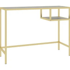 vidaXL Escritorio para ordenador vidrio negro mármol 100x36x74 cm mármol negro y dorado Discount