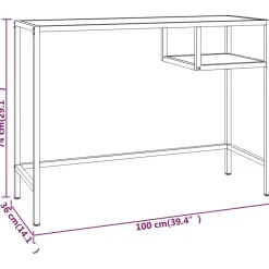 vidaXL Escritorio para ordenador vidrio negro mármol 100x36x74 cm m&aacute;rmol negro y dorado Discount