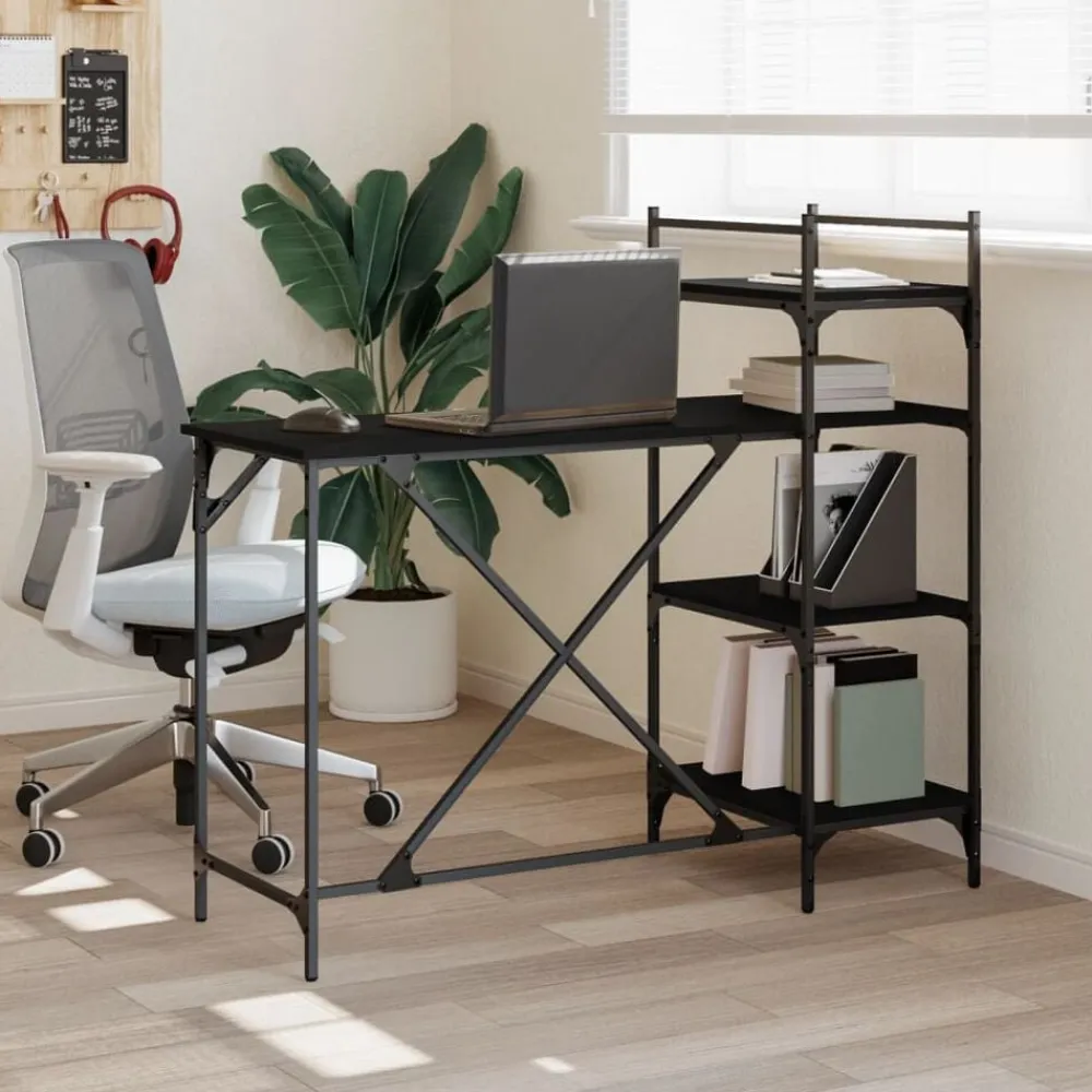 vidaXL Mobiliario De Oficina-Escritorio para ordenador con estantes 120x47x109 cm