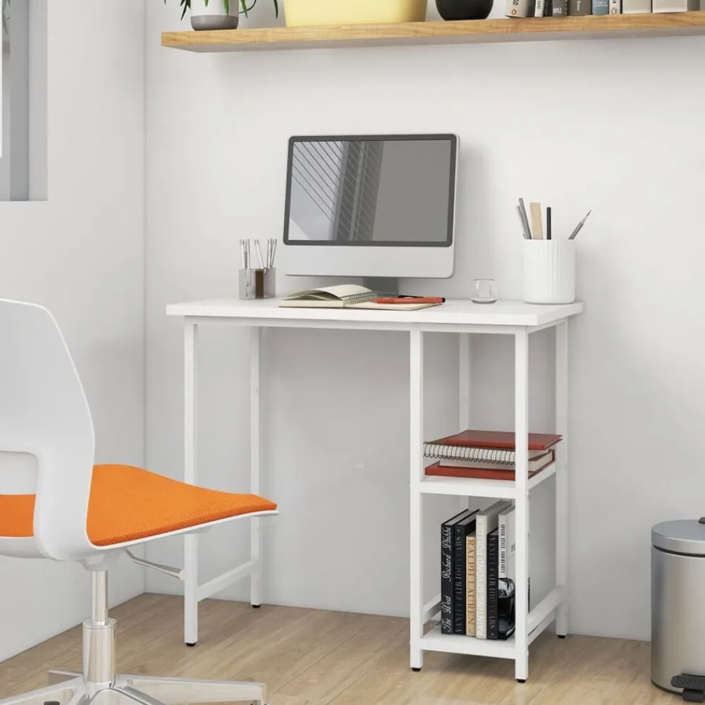 vidaXL Escritorio para ordenador de MDF y metal 80x40x72 cm Blanco Sale