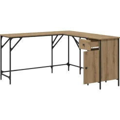 vidaXL Mobiliario De Oficina-Escritorio Roble artesanal 141 x 141 x 75 cm