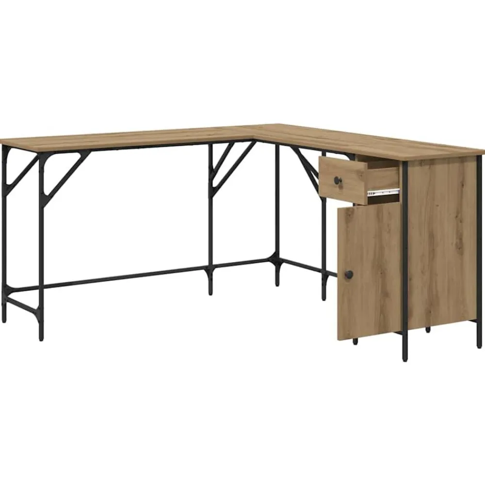 vidaXL Mobiliario De Oficina-Escritorio Roble artesanal 141 x 141 x 75 cm
