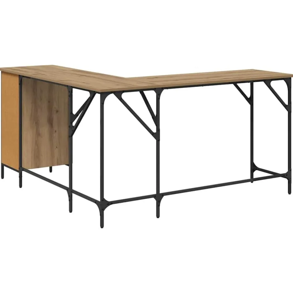 vidaXL Mobiliario De Oficina-Escritorio Roble artesanal 141 x 141 x 75 cm