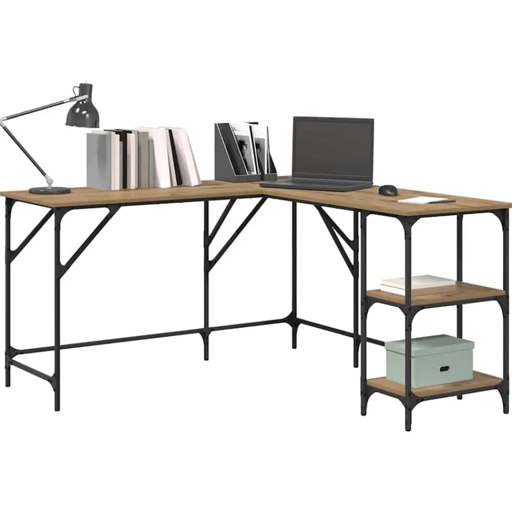 vidaXL Mobiliario De Oficina-Escritorio Roble artesanal 139 x 139 x 75 cm