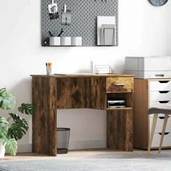 vidaXL Escritorio 90 x 49 x 75 cm Madera de ingeniería Roble ahumado