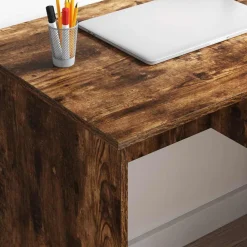 vidaXL Escritorio 90 x 49 x 75 cm Madera de ingeniería Roble ahumado