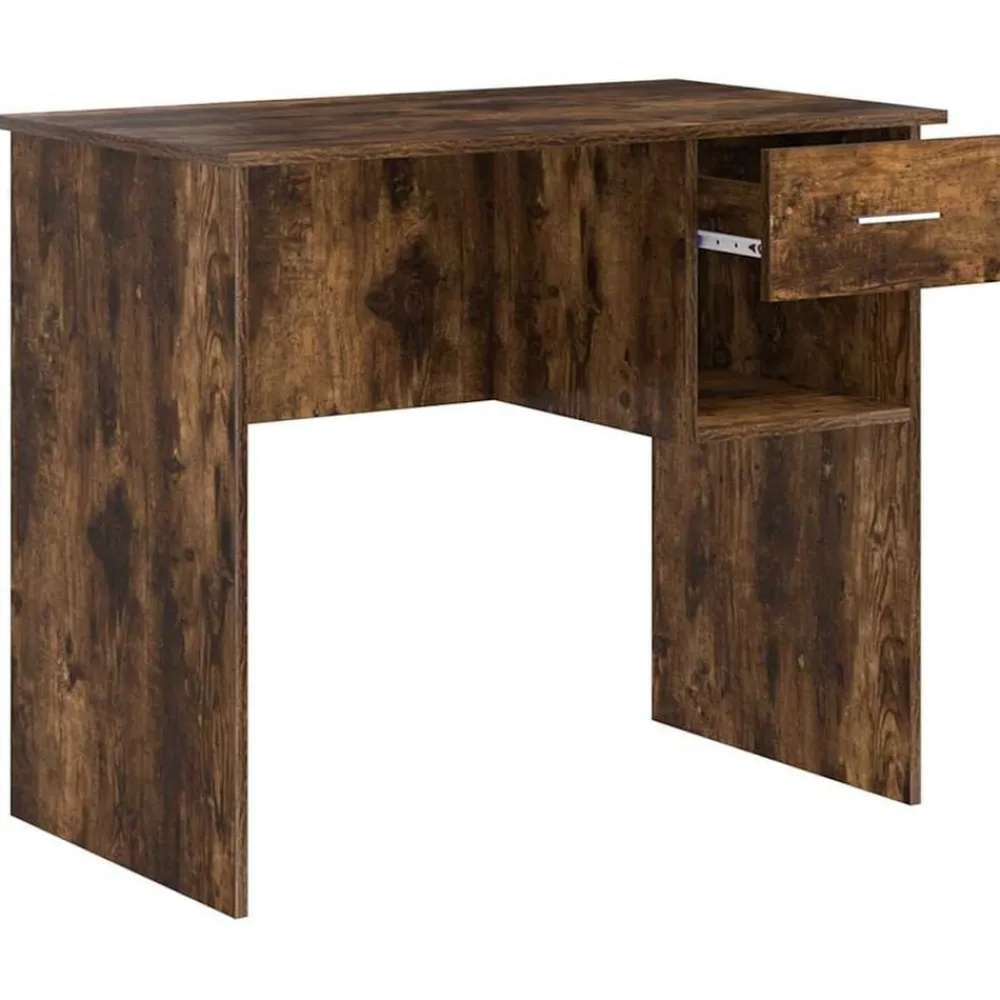 vidaXL Escritorio 90 x 49 x 75 cm Madera de ingeniería Roble ahumado