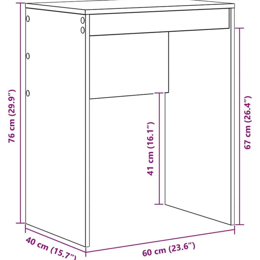 vidaXL Escritorio 60 x 40 x 76 cm Roble ahumado Outlet