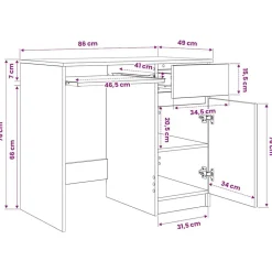 vidaXL Mobiliario De Oficina-Escritorio 86x49x76 cm madera de ingeniería