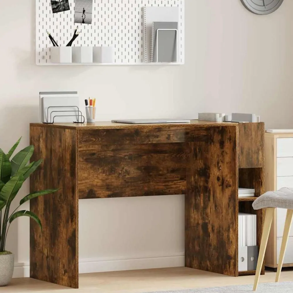 vidaXL Escritorio 109 x 50 x 78 cm Madera de ingeniería Roble ahumado Clearance